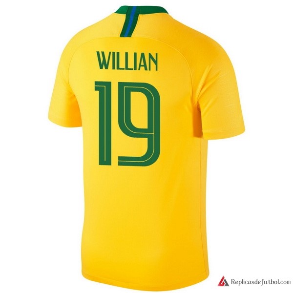 Camiseta Seleccion Brasil Primera equipación Willian 2018 Amarillo